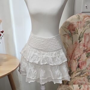 White Ruffled Mini Skirt
